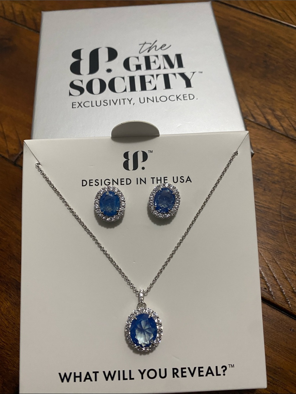 Bomb Party Gem Society - The 2424 Set - Lab Created Blue Moonstone -Rhodium